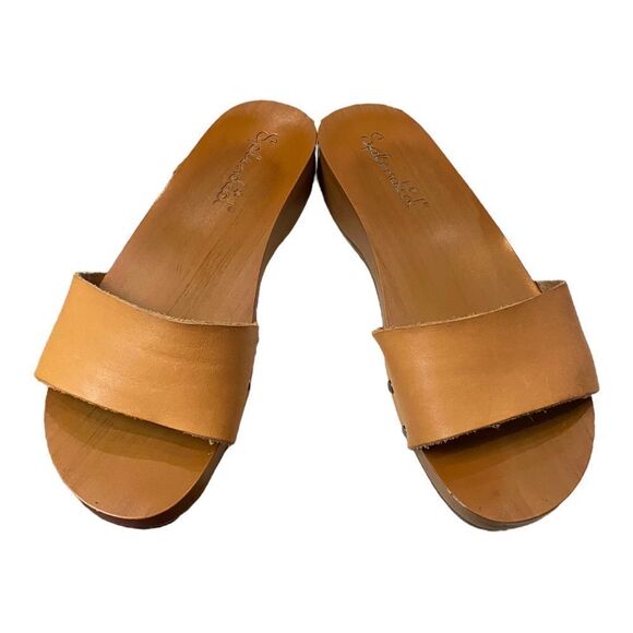SPLENDID Heather Leather Vintage Inspired 70's Slip-on Slide Sandals 7 - Picture 2 of 5